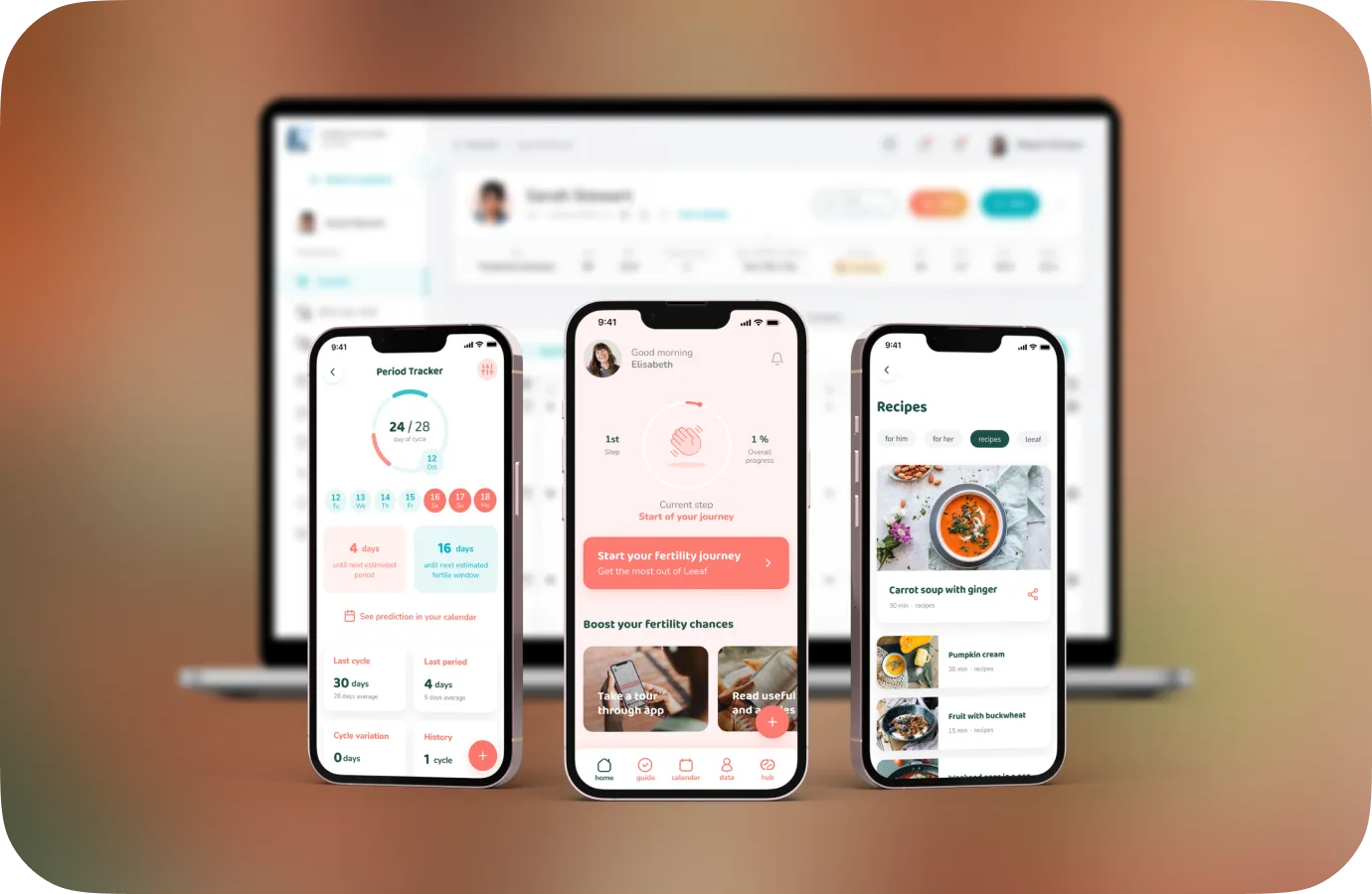 Leeaf — fertility care product across desktop and mobile
